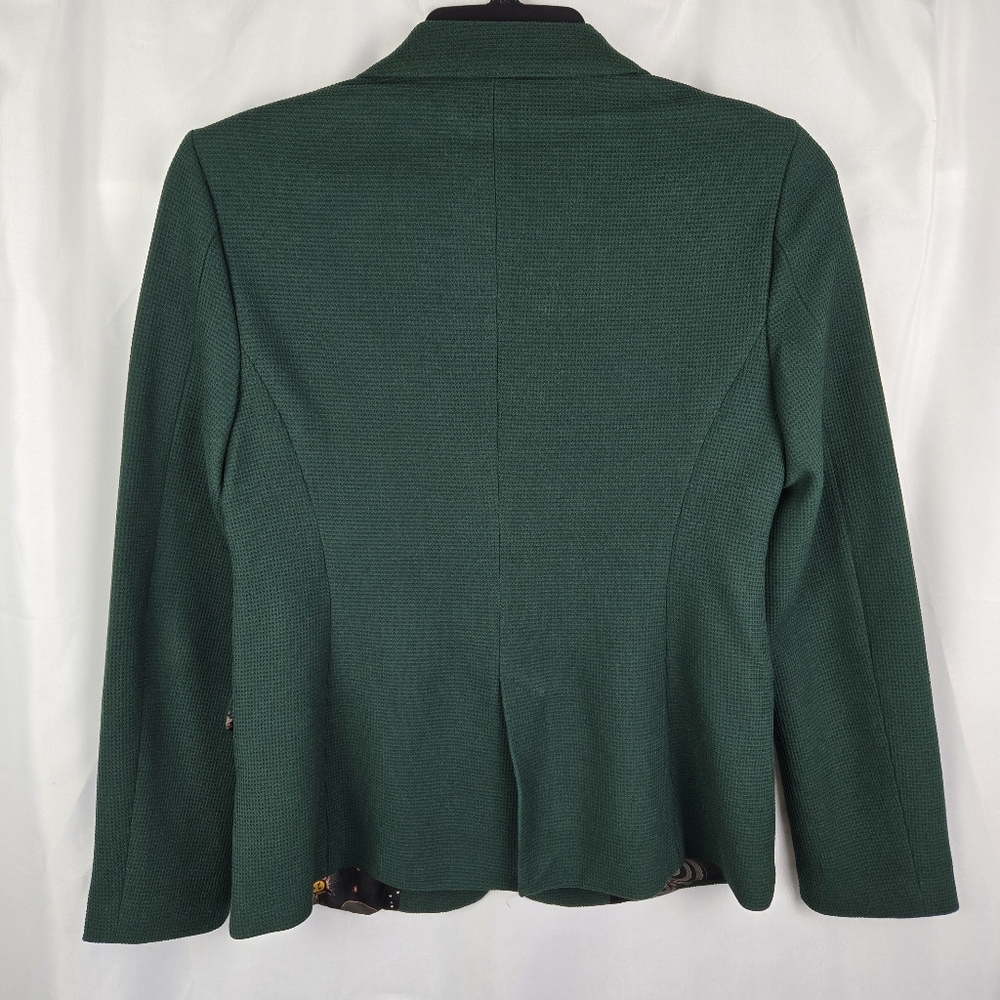 Philosophy Womens Size 6 Green Waffle Knit Celestial Print Lined Blazer Jacket - Picture 9 of 13